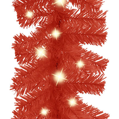 vidaXL Christmas Garland with LED Lights 33 ft Red