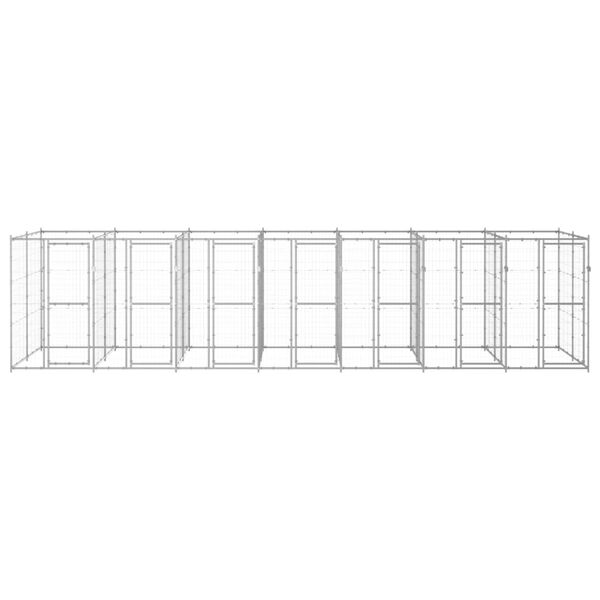 vidaXL Dog Kennel Silver Galvanized Steel Large Durable Dog Kennel