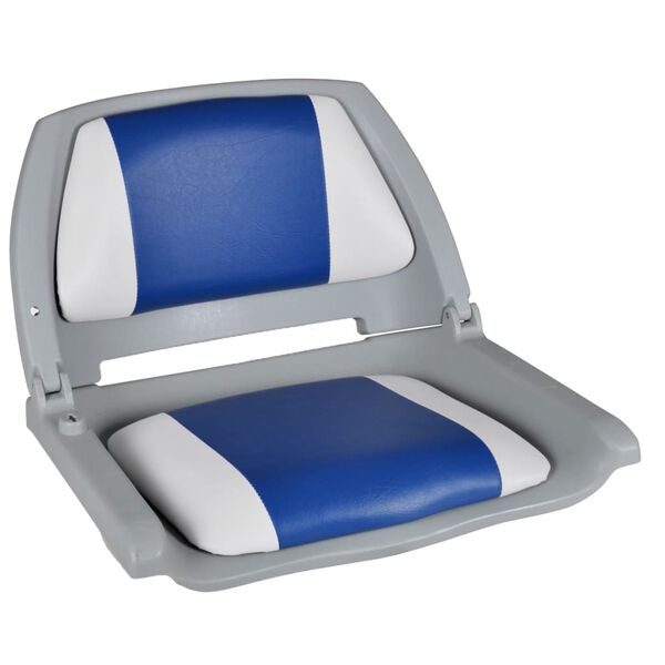 vidaXL Boat Seats 2 pcs Foldable Backrest With Blue-white Pillow 16.1x20.1x18.9"(2x90418)