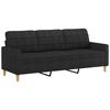 vidaXL 3-seater Sofa With Footstool Black