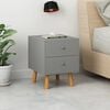 vidaXL Bedside Cabinet Set of 2 Grey MDF and Solid Pine Wood