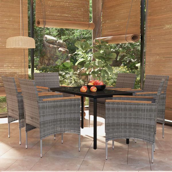 vidaXL Garden Dining Set Grey and Black