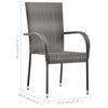 vidaXL Dining Set Grey PE Rattan, Powder-Coated Steel, Glass Compact