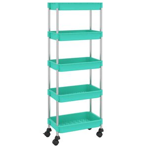 vidaXL 5-Tier Kitchen Trolley Turquoise 16.5x11.4x50.4" Iron and ABS
