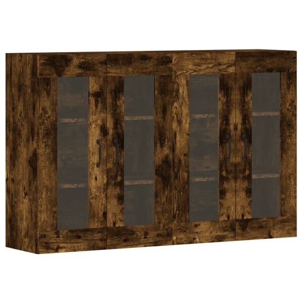 vidaXL Wall Mounted Cabinet Set of 2 Smoked Oak