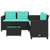 vidaXL Patio Sofa Black, Turquoise