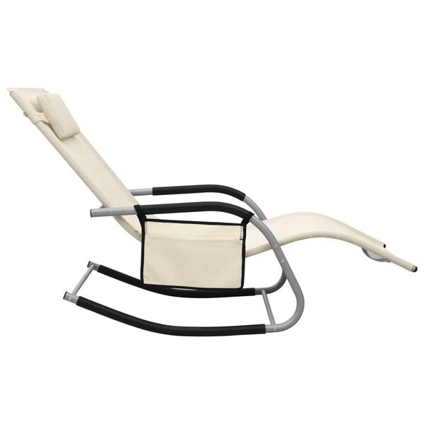 vidaXL Sun Lounger Set of 2 Cream and Grey Textilene, Powder-Coated Steel