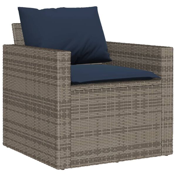 vidaXL Patio Sofa Set Set of 6 Gray PE rattan Large Removable Covers