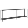 vidaXL Console Table Black Tempered Glass, Powder-Coated Steel Large