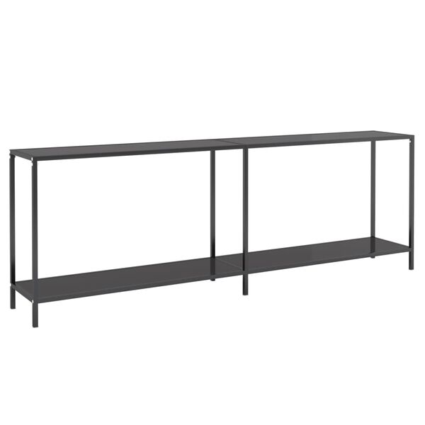 vidaXL Console Table Black Tempered Glass, Powder-Coated Steel Large