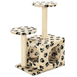 vidaXL Cat Tree Beige with paw prints