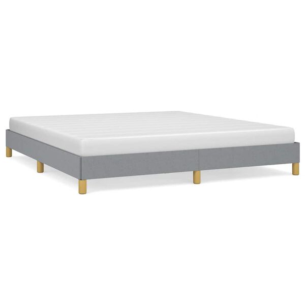 vidaXL Bed Frame Light gray Polyester, Plywood, Engineered wood