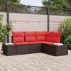 vidaXL Garden Sofa Set with Cushion 4 pcs Brown Poly Rattan