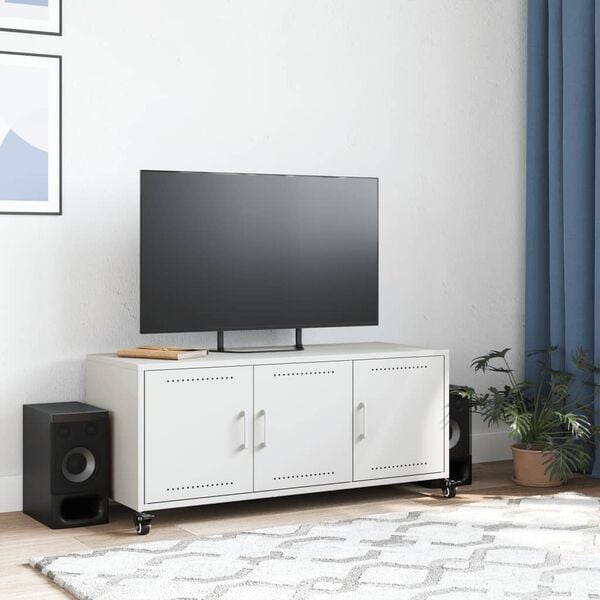 vidaXL TV Cabinet White Cold-rolled Steel Medium TV Cabinet