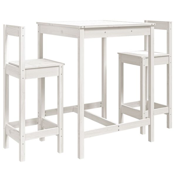 vidaXL Garden Bar Set White Solid pine wood Medium Durable