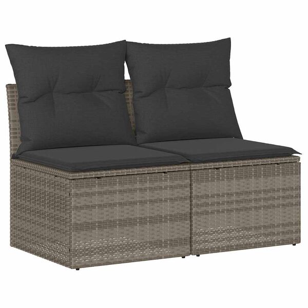 vidaXL Garden Sofa Set Light Grey PE rattan Standard Adjustable Feet