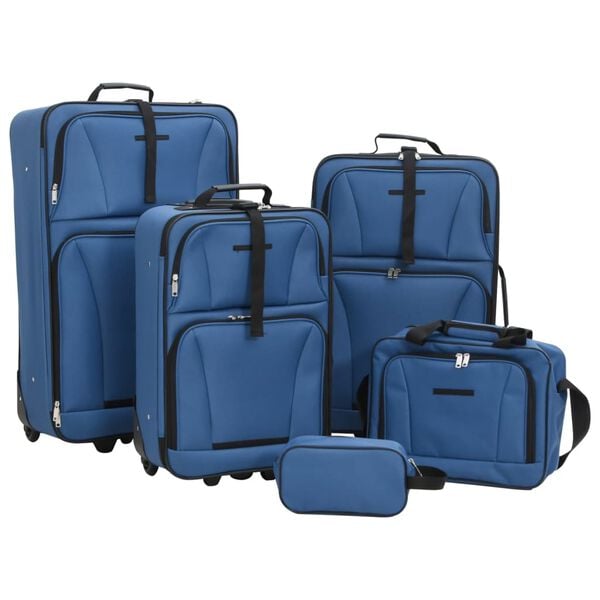 vidaXL 5 Piece Travel Luggage Set Blue Fabric