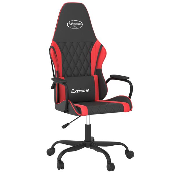 vidaXL Gaming Chair Black and Red Faux leather Medium Height-Adjustable