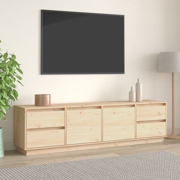 vidaXL TV Cabinet natural pine Solid pine wood Large Storage