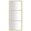 vidaXL Walk-in Shower Wall with Clear ESG Glass Gold 31.5"x76.8"