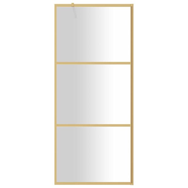 vidaXL Walk-in Shower Wall with Clear ESG Glass Gold 31.5"x76.8"