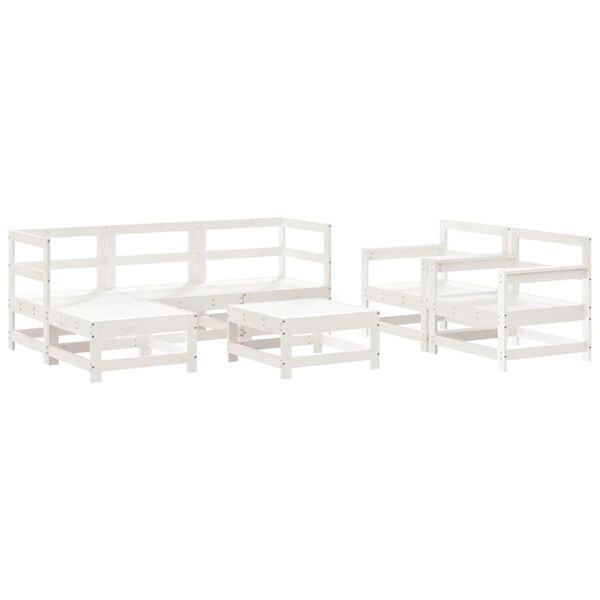 vidaXL Garden Lounge Set White Solid pine wood Large Modular
