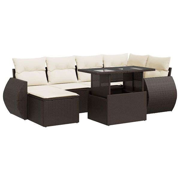 vidaXL Garden Sofa Set Brown, Cream white
