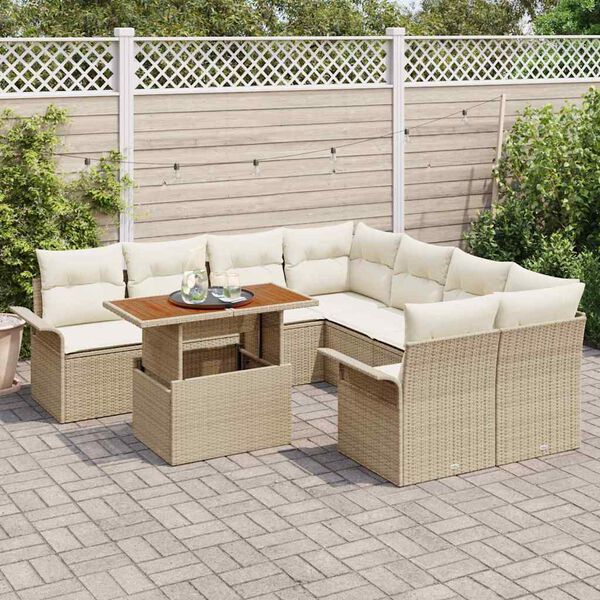 vidaXL Garden Sofa Set with Cushion beige and cream