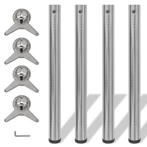 vidaXL Table Leg Set of 4 Brushed Nickel Iron 4 Pack Height-Adjustable