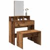 vidaXL Dressing Stool Old Wood Engineered Wood 27.6 x 13.8 x 17.7 in