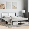 vidaXL Bed Frame Black Powder-Coated Steel Small Double Bed Frame