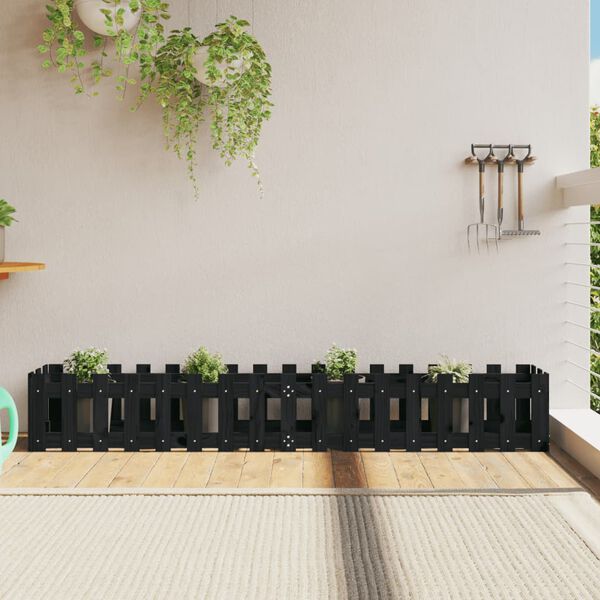 vidaXL Garden Raised Bed Black Solid pine wood Medium Durable