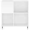 vidaXL Record Cabinet White Engineered wood, iron Medium Record Cabinet