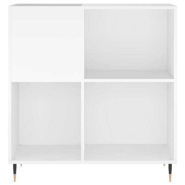 vidaXL Record Cabinet White Engineered wood, iron Medium Record Cabinet