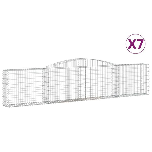 vidaXL Gabion Basket Set of 7 Silver Galvanized Iron Extra Large