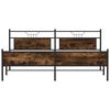 vidaXL Bed Frame Smoked oak Steel, engineered wood Double Bed Frame