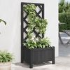 vidaXL Planter Black Solid Fir Wood Medium Planters Planter