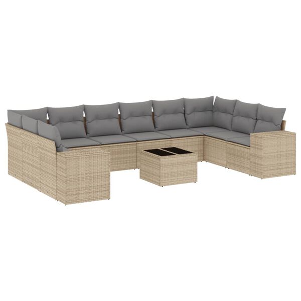 vidaXL Garden Sofa Set Beige, Light Grey