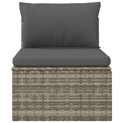 vidaXL Patio Middle Sofa with Cushion Gray 22.4"x22.4"x22" Poly Rattan