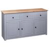 vidaXL Sideboard Gray and natural wood Solid pinewood Large Sideboard