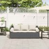 vidaXL Garden Sofa Black PE Rattan, Powder-Coated Steel 3-Seater