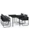 vidaXL Garden Dining Set Black Powder-coated steel, PE rattan, glass