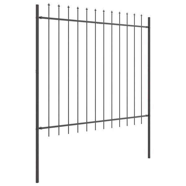 vidaXL Garden Fence 4 pcs Grey 22.31 x 4.92 ft Powder-coated Steel