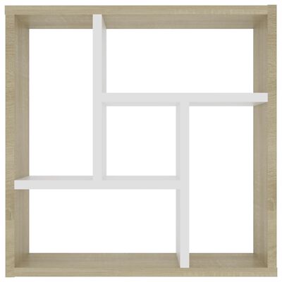 vidaXL Wall Shelf White and Sonoma Oak 17.8"x6.3"x7.8" Chipboard