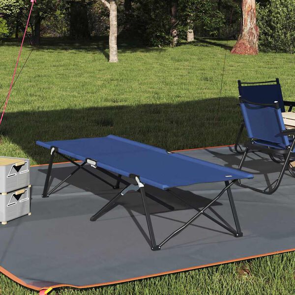 vidaXL Folding Camping Bed Folding Blue 81.10 x 29.92 x 29.13 in