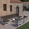 vidaXL Garden Lounge Set White Solid pine wood, fabric (100% polyester)