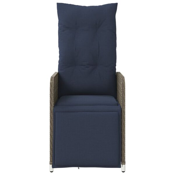 vidaXL Reclining Patio Chairs 2 pcs with Cushions Gray Poly Rattan