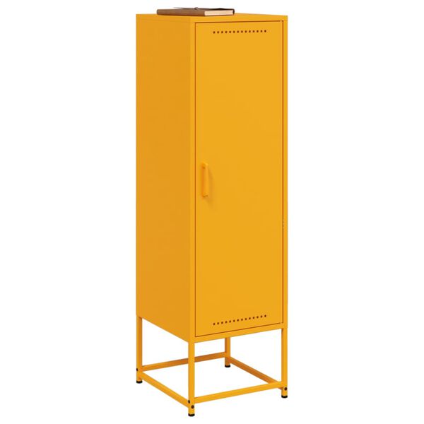 vidaXL Highboard Mustard Yellow Steel Tall Highboard Rectangular