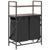 vidaXL Laundry Basket 2 Compartments with Shelves Smoked Oak