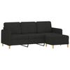 vidaXL 3-Seater Sofa With Footstool Black